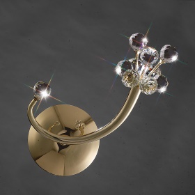 Octavia French Gold Crystal Wall Lights Diyas Flush Crystal Wall Lights